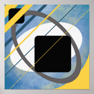Affiche Conception de toile géométrique jaune bleu AP0011