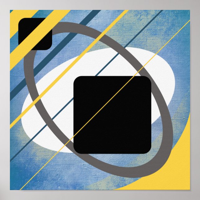 Affiche Conception de toile géométrique jaune bleu AP0011  (Devant)