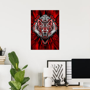 Affiche Conception de totem tribal Haida de loup