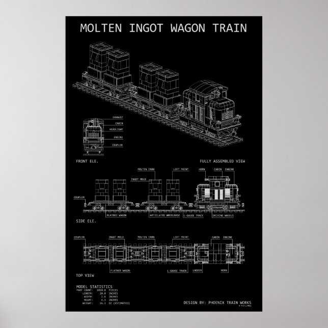 Affiche Conception de train de lingots en fusion PTW "Blue (Devant)