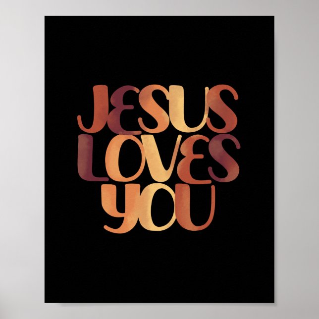 Affiche Conception de typographie chrétienne Jésus aime  (Devant)
