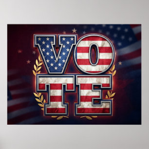 Affiche Conception de typographie de drapeau américain VOT