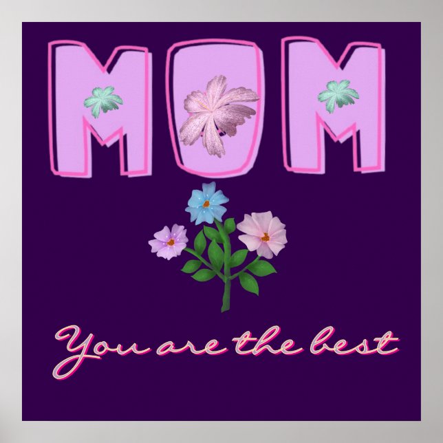 Affiche Conception de typographie maman personnalisée,  (Devant)