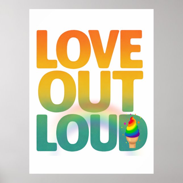 Affiche Conception de typographie Rétro Fierté Amour à hau (Devant)