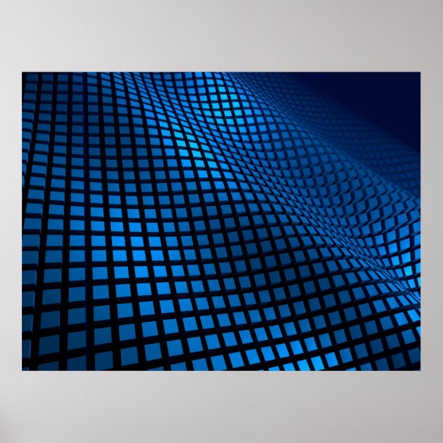 Affiche Conception de vague abstraite bleue (Devant)