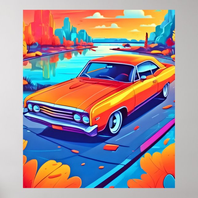 Affiche Conception de véhicule classique coloré (Devant)
