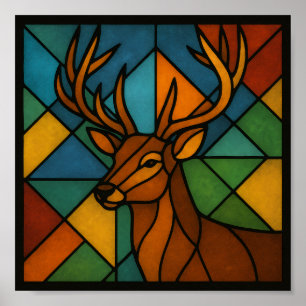 Affiche Conception de verre teinté de style Tiffany Cerf V