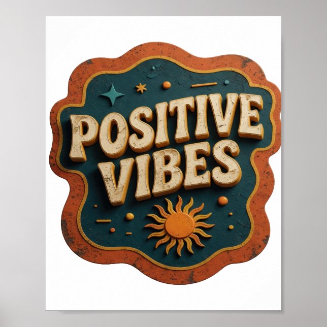 Affiche Conception de VIBES POSITIVES Orange tendance (Devant)