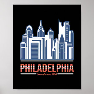 Affiche Conception de ville rétro de la skyline de Philade