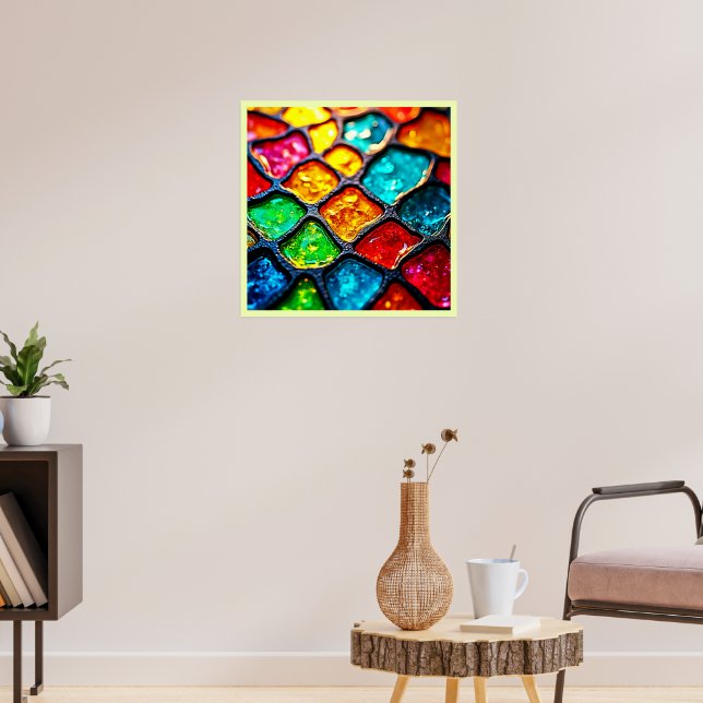 Affiche Conception de vitrail de couleur gemme lumineuse (Salon 3)