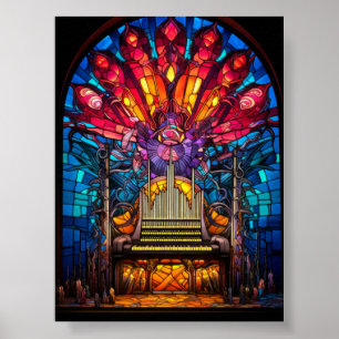 Affiche Conception de vitrail de tuyauterie d'orgue Art No