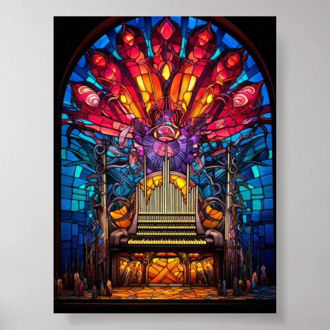 Affiche Conception de vitrail de tuyauterie d'orgue Art No (Devant)
