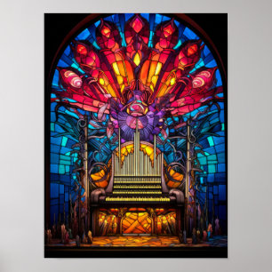 Affiche Conception de vitrail de tuyauterie d'orgue Art No