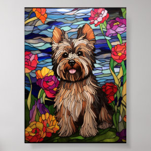 Affiche Conception de vitrail de Yorkshire Terrier
