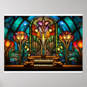 Affiche Conception de vitrail d'orgue à tuyaux Art Nouveau