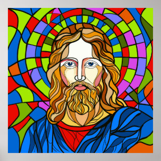 Affiche conception de vitrail saint procreate dessin à la