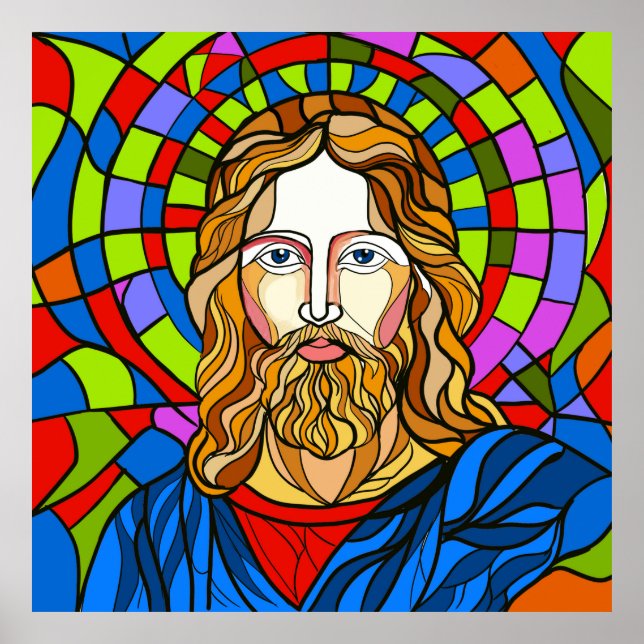 Affiche conception de vitrail saint procreate dessin à la  (Devant)
