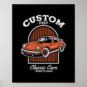 Affiche Conception de voiture de sport Retro Custom Fest