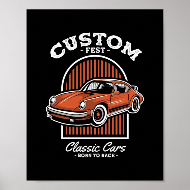 Affiche Conception de voiture de sport Retro Custom Fest (Devant)