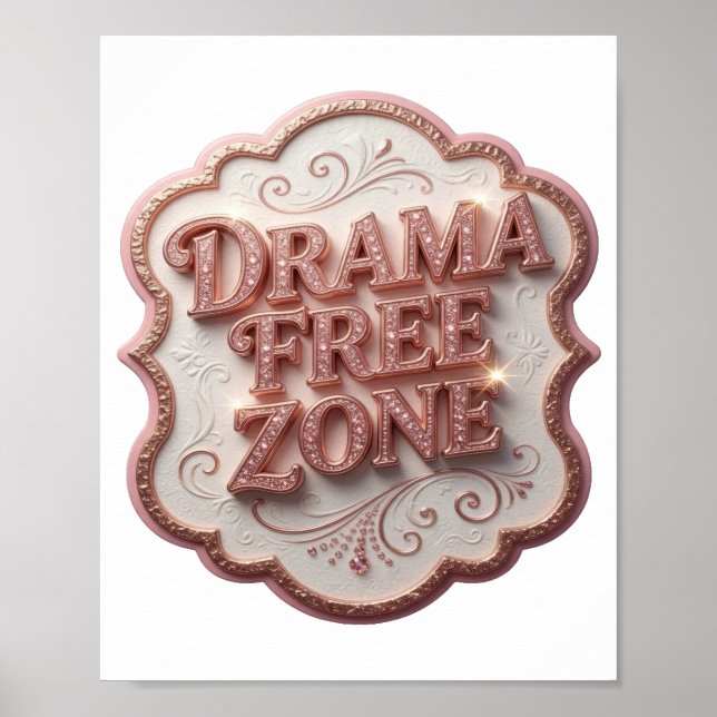 Affiche Conception de ZONE SANS DRAME Rose Tendance (Devant)