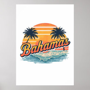 Affiche Conception des palmiers au coucher du soleil rétro