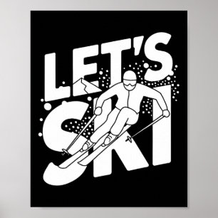 Affiche Conception d'humour de ski Ski drôle Skieur