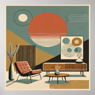 Affiche Conception d'intérieur de milieu de siècle Salon S