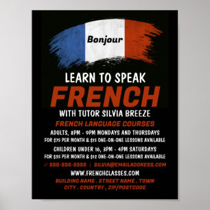 Affiche Conception Drapeau Français, Cours de Français