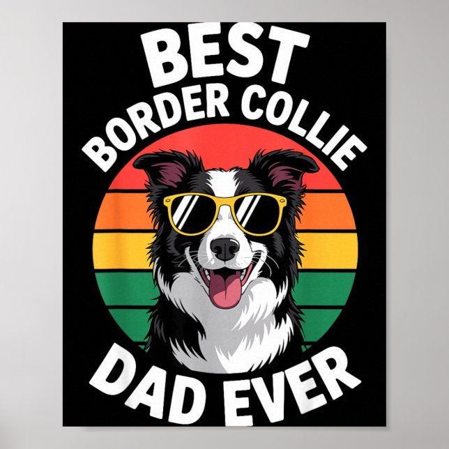 Affiche Conception drôle de Border Collie pour hommes Papa (Devant)