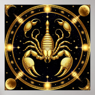 Affiche Conception du Zodiaque Scorpion Doré