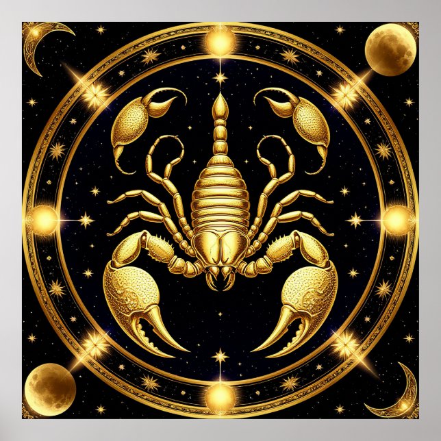 Affiche Conception du zodiaque Scorpion doré (Devant)