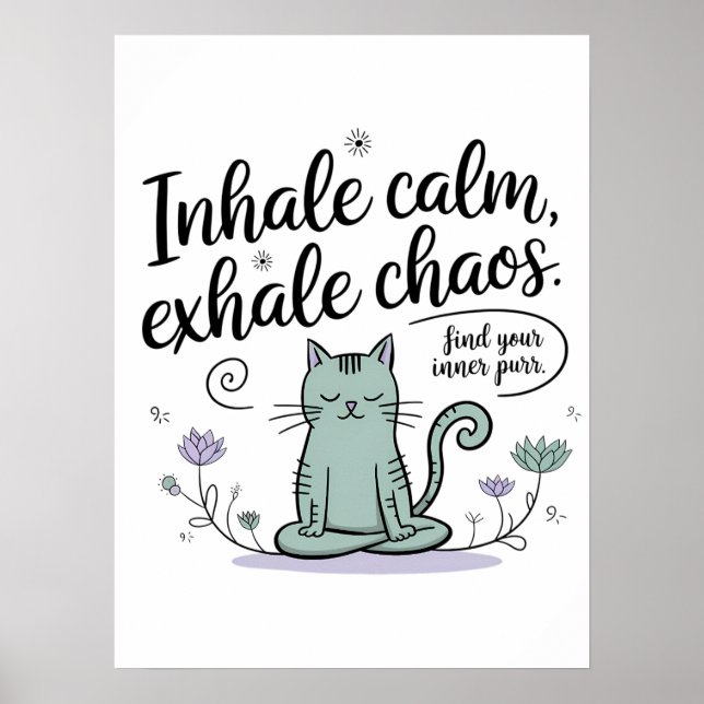 Affiche Conception d'un livre de dessin de chat méditation (Devant)