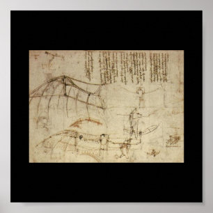 Affiche Conception d'une machine volante par Leonardo Da V