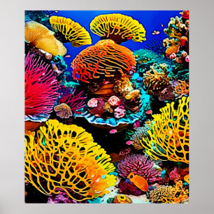 Affiche Conception dynamique du jardin de corail tropical