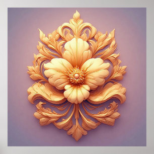 Affiche Conception élégante de relief floral avec des déta