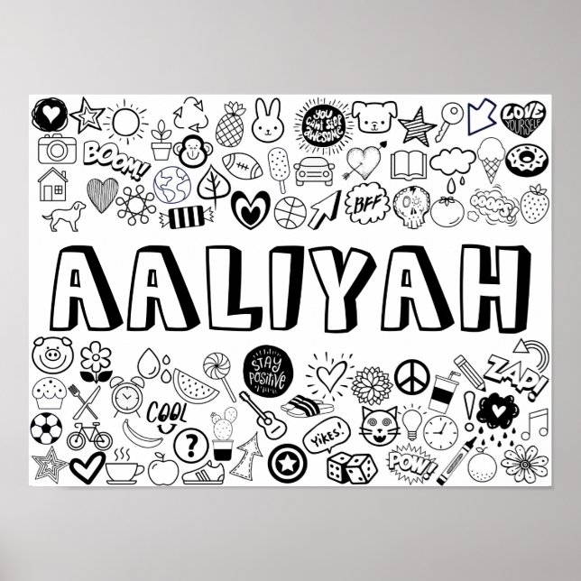 Affiche Conception en ligne "AALIYAH" Color-it-Yourself (Devant)