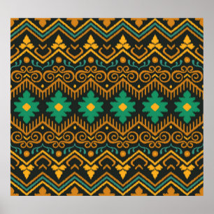 Affiche Conception Ethnique De Tissu Ikat Brodé