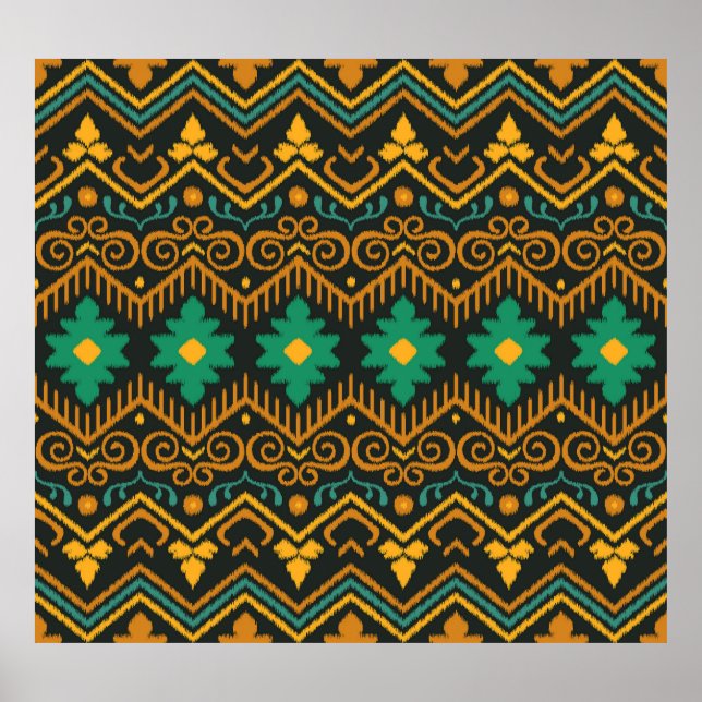 Affiche Conception Ethnique De Tissu Ikat Brodé (Devant)