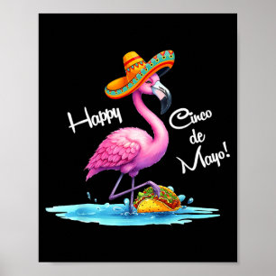 Affiche Conception flamant joyeux cinco de mayo avec taco 