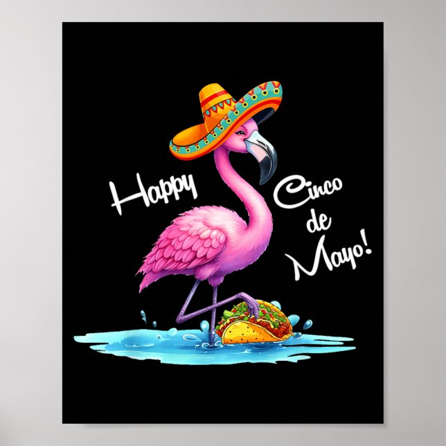 Affiche Conception flamant joyeux cinco de mayo avec taco  (Devant)