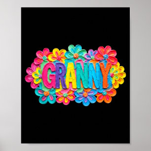 Affiche Conception florale colorée de style groovy granny
