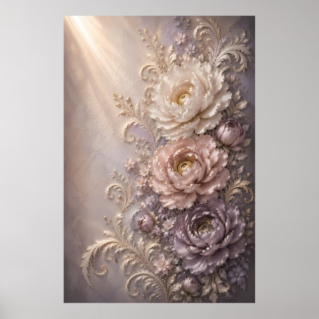 Affiche Conception florale Elegant Frost Bloom | Gaufrage  (Devant)