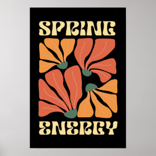 Affiche Conception Florale Rétro Énergie de Printemps Ab