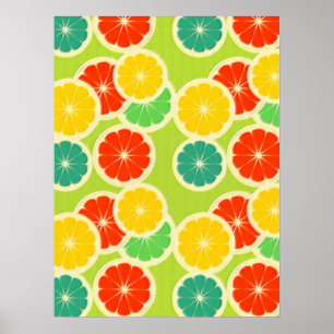 Affiche Conception fraîche d'agrumes, coloré mignon