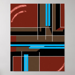 Affiche Conception géométrique brun rougeâtre avec des lig
