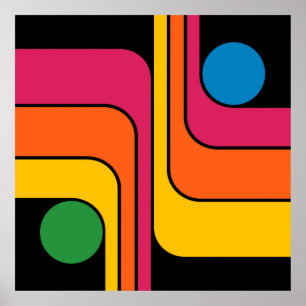 Affiche Conception géométrique de style rétro années 70 Mo