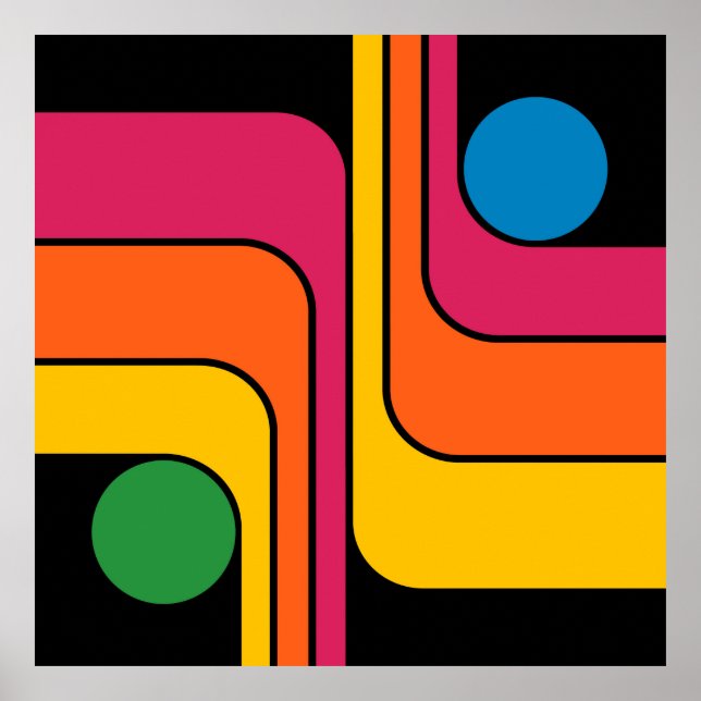 Affiche Conception géométrique de style rétro années 70 Mo (Devant)