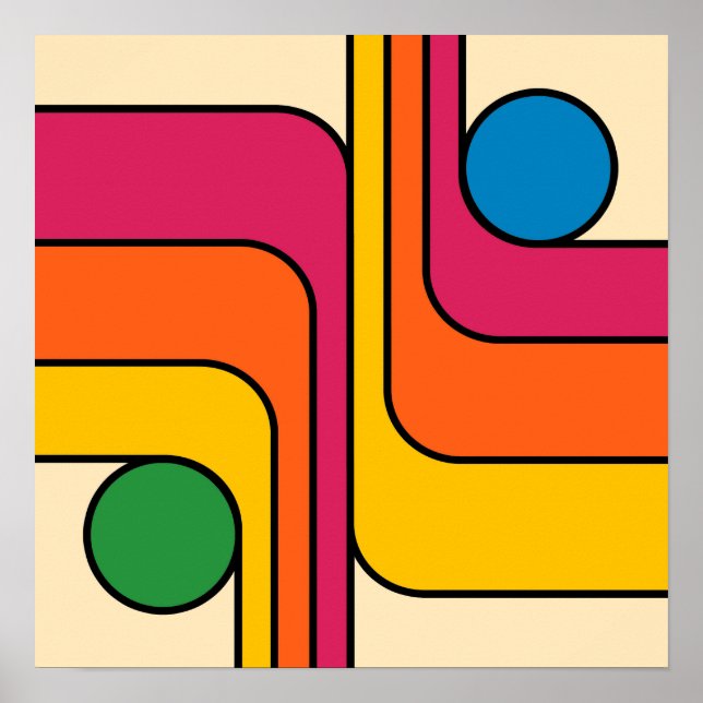 Affiche Conception géométrique de style rétro années 70 Mo (Devant)