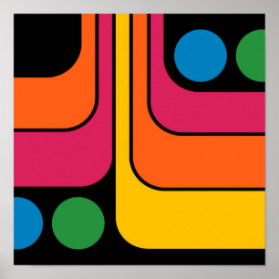 Affiche Conception géométrique de style rétro des années 1