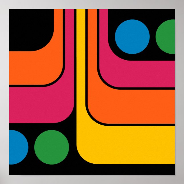 Affiche Conception géométrique de style rétro des années 1 (Devant)